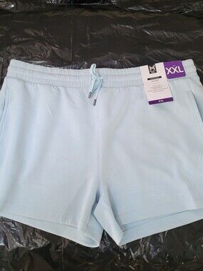 High-Waist Light Blue Women's Sandwash Shorts with Drawstring